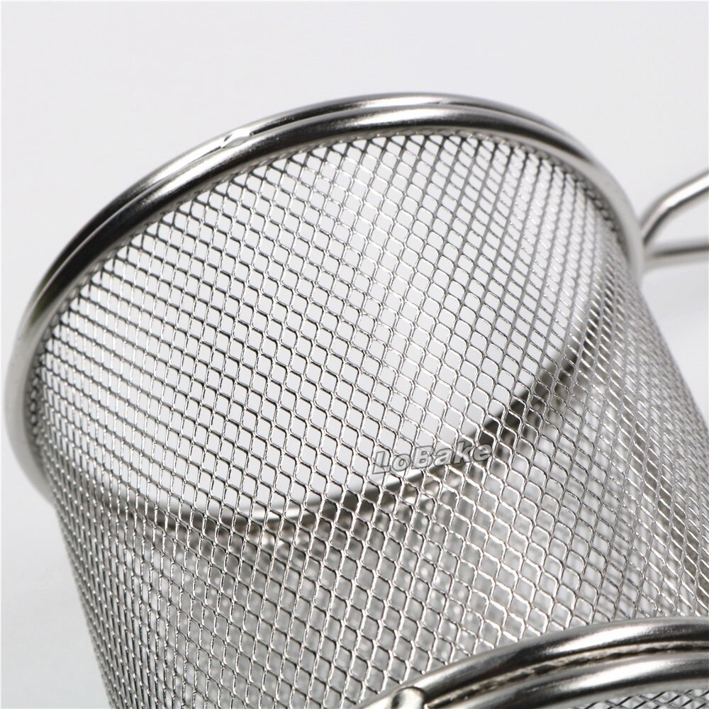 Arrivals 9Cm Diameter Ronde Roestvrij Staal Met Aluminium Koekenpan Aardappel Chip Kip Mand Lade Voor Vergieten & Strainers