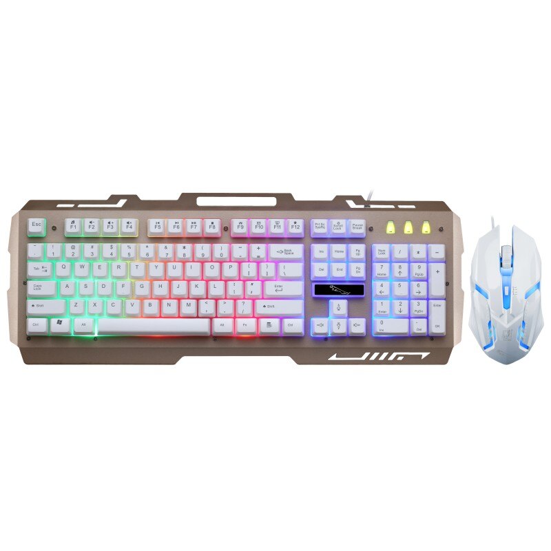 Usb Bedrade Gaming Toetsenbord Muis Set Combo Rgb Backlight Voor Pc Computer Laptop Mobiele Toetsenbord Gamer Wit Toetsenbord
