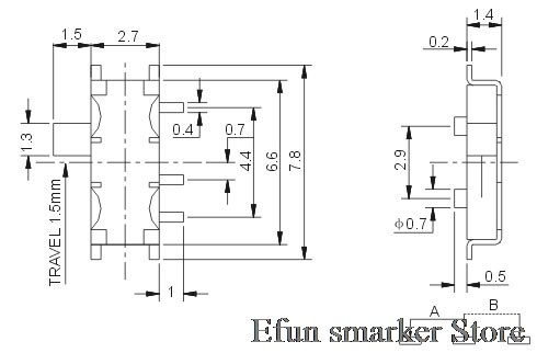 20PCS 7 Pin Mini Slide Switch On-OFF 2Position Micro Slide Toggle Switch 1P2T H=1.5MM Miniature Horizontal Slide Switch SMD