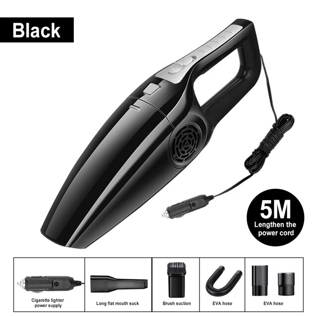 Mini aspirateur à main puissant pour voiture, 12V, double usage sec et humide: Black