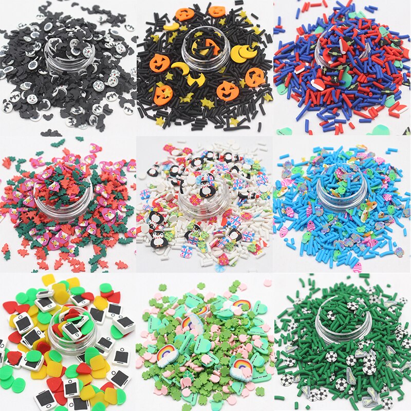 100g/Lot Halloween Series Pumkin Tree Mixed Clay Slices Soft Pottery Miniaure Sprinkles for DIY Crafts Filling Accessories