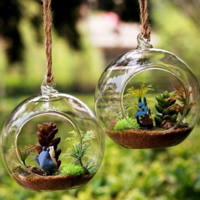 Glass lysestake telysholder hengende glasskule plante terrariumbeholder lysestaker for dekor