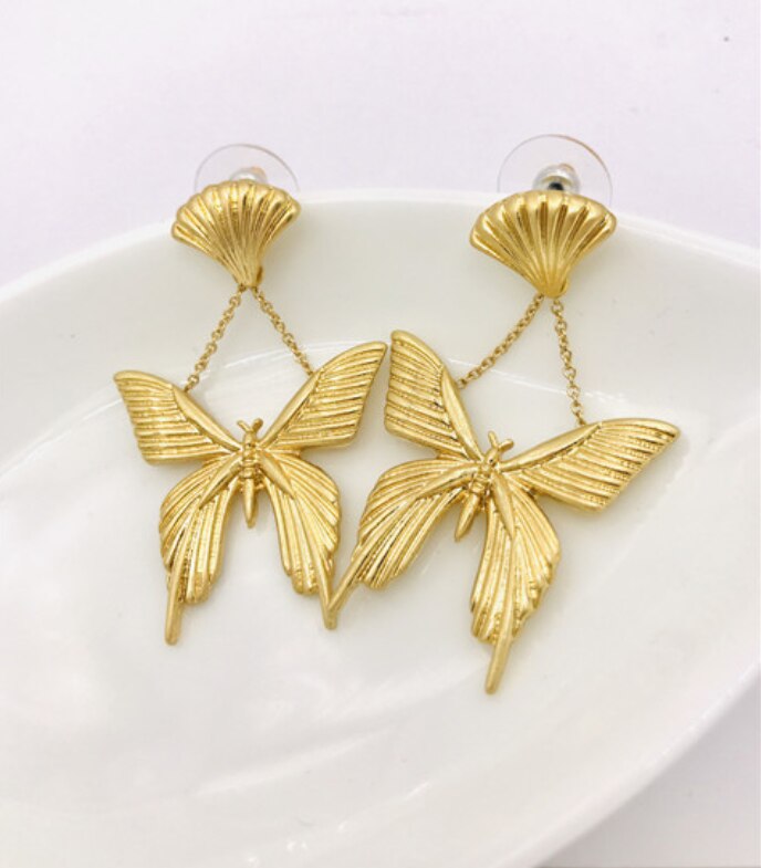 CSxjd nuevos pendientes exagerados de lujo con forma de mariposa joyería para mujer