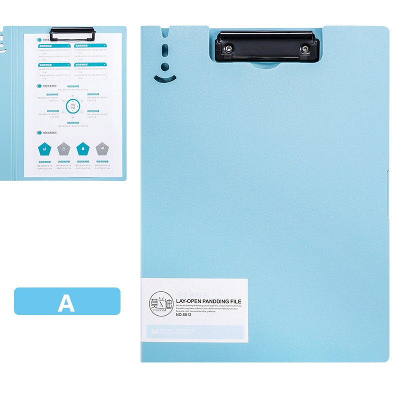 Kawaii – classeur Morandi A4, avec Clip en métal, rangement du papier de Test, bloc-notes, presse-papiers, papeterie fournitures de bureau: A Blue