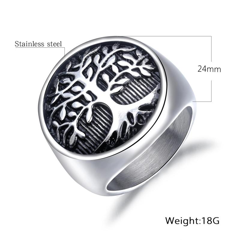 Oumart Men's Ring Stainless Steel Tree Pattern Jewelry Accessories jewelry championship rings punk for men