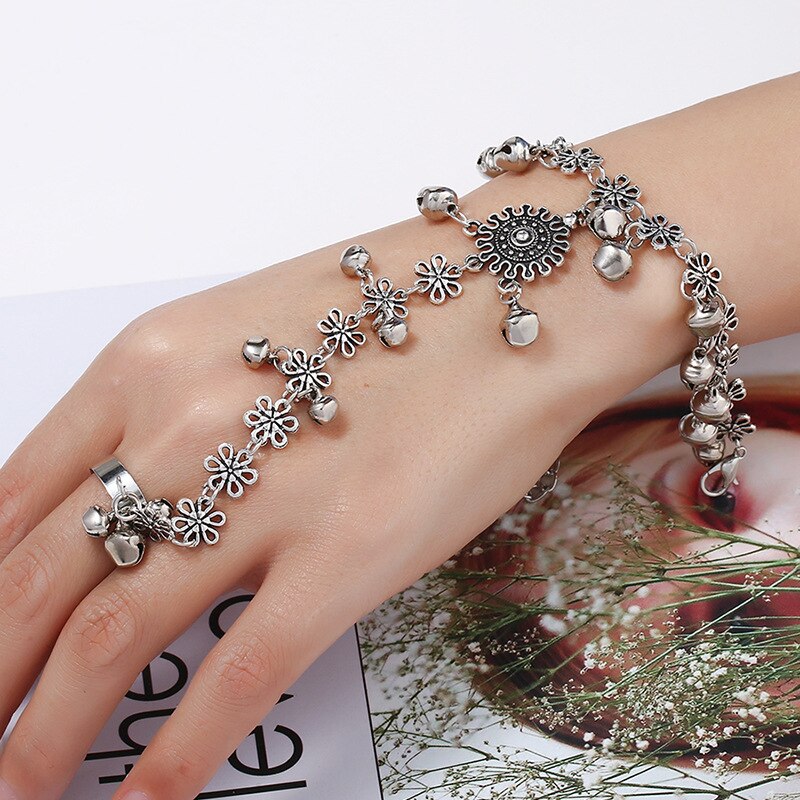 HUANZHI nueva estrella mismo párrafo de una sola pieza Rhinestone anillo Cadena de sección larga de Metal pulsera brazalete para Mujeres Hombres chica: 18