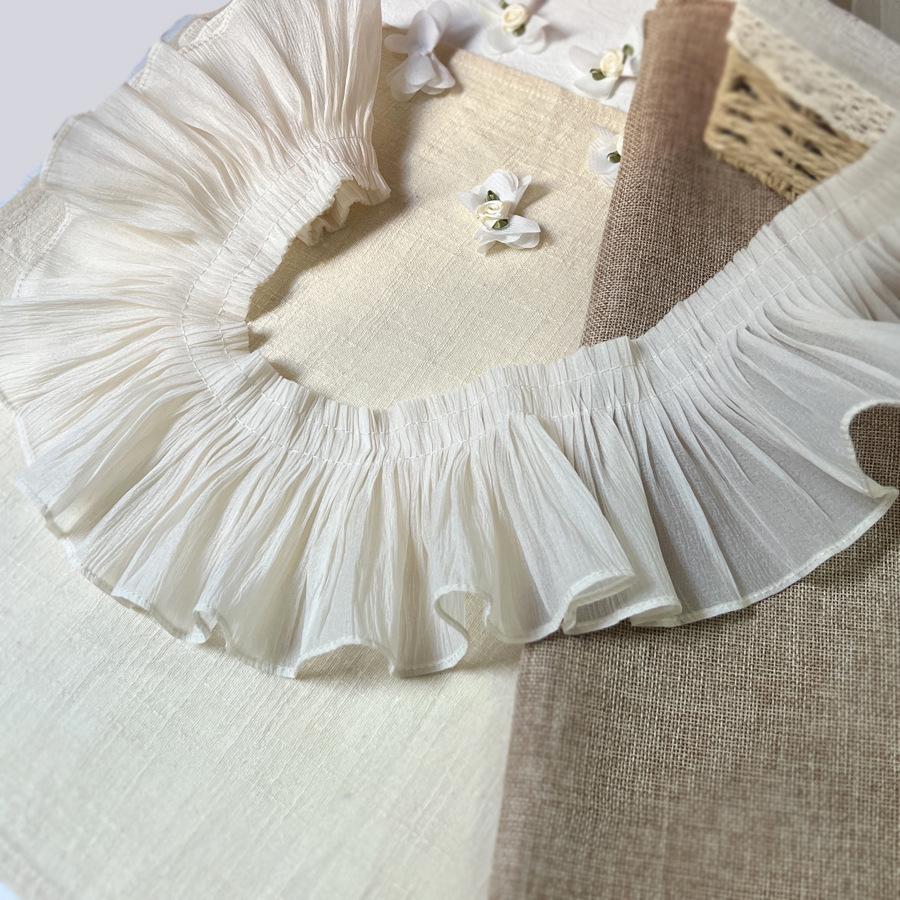 2/3/5 yards/lot 10 cm Dunne Zachte Abrikoos/Wit Kant Trim Ruche Kant voor jurk Zoom Applique SC322