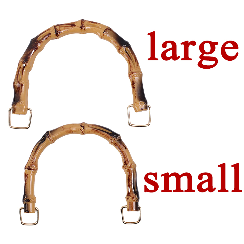 Diy böjt bambu handväska handtag retro väska halvcirkel handtag väskor plast handspak anslut spänne handtag handhållna väskdelar: Ljusguld