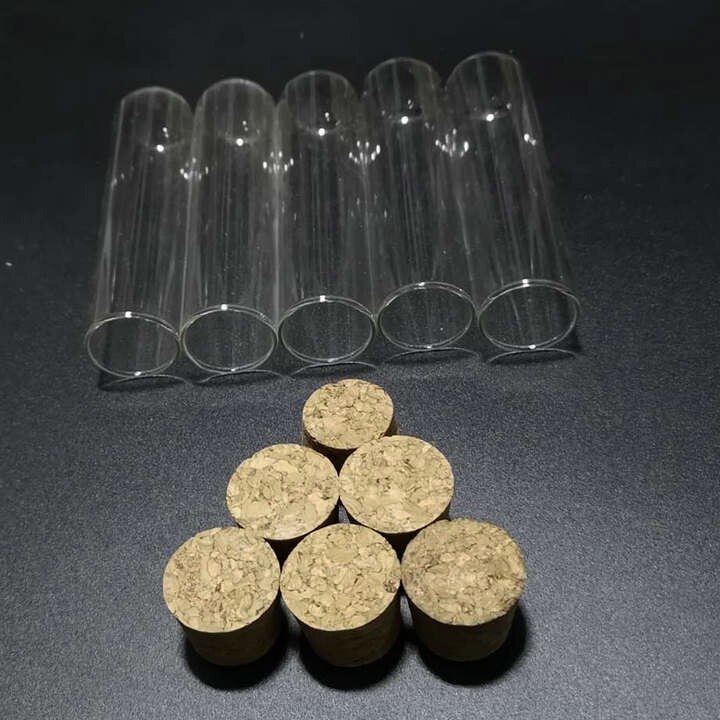30pcs/lot 25x100 mm Round bottom Glass test tube with cork stopper Cap for Lab Experiments