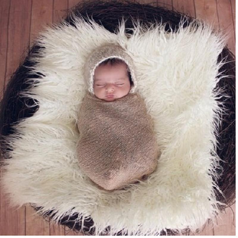 Wrap Blanket for Infant Photography Photo Blanket Background Faux Fur Backdrop Rug Solid Photo Prop for Kids Baby 50x60cm