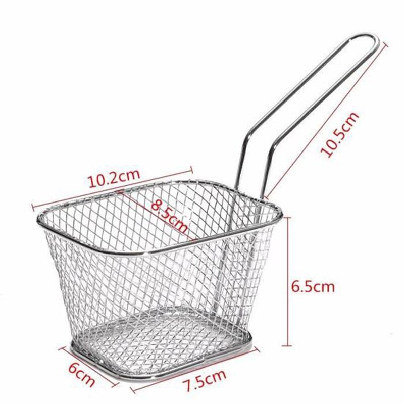 Mini French Deep Fryers Basket Net Mesh Fries Chip Kitchen Tool Stainless Steel Fryer Home Mini French Fries Baskets Strainer