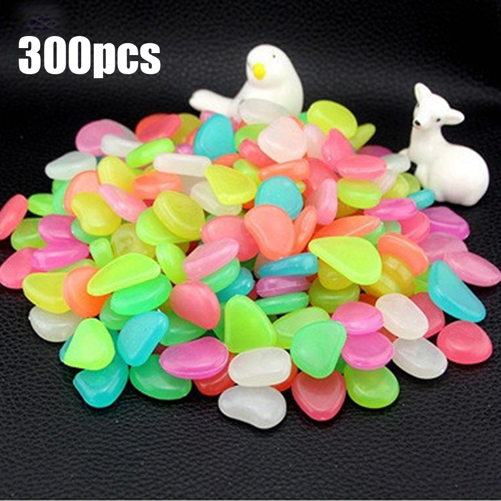 300pcs Tuin Glow in The Dark Lichtgevende Pebbles voor Loopbruggen Aquarium Planten Lichtgevende Stenen Tuin Accessoires: MULTI