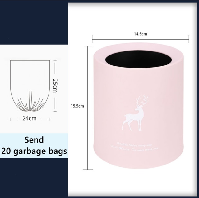 Mini papperskorg bilsoptunna kontor kök hem små soptunnor utan lock förvaringshink soptunna: Rosa 2