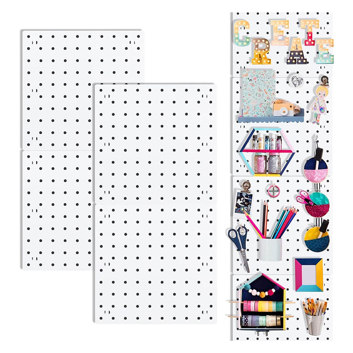 Paneles Organizadores de pared, tableros para pared, sala de manualidades, cocina, garaje, sala de estar, baño (4 piezas)