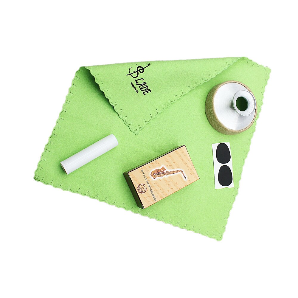 Lade 5- in -1 aluminiumlegering demper mondstuk patch bamboe riet reinigingsdoek kurk vet accessoires kit voor sopraansaxofoon
