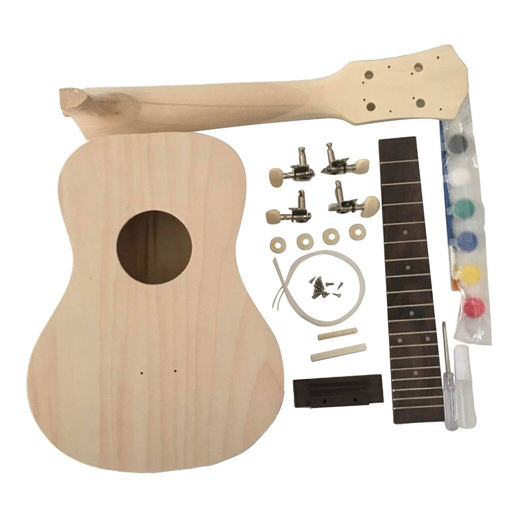Ukulele hawaïen en bois fait à la main, 23 pouces, ensemble de bricolage, Instrument à cordes exquis avec touche en bois de rose, accessoires Uke