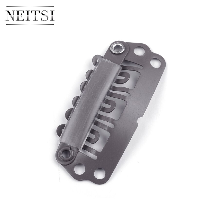 Neitsi U Shape Clips Stainless Steel Hair Snap Clips for Feather Clip In Hair Extensions Wigs Weft 2.8cm 50pcs/pack 5 Colors: Dark Brown