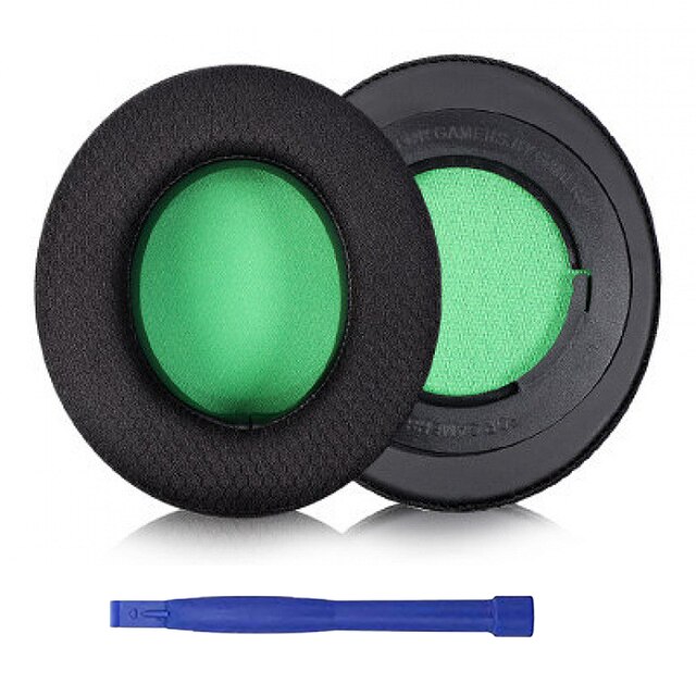 Kutou korvatyynyt razer kraken pro  v2 korvatyynyä kraken 7.1 v2 korvatyynyä pehmuste korvakupit varaosat kuulokkeiden vaahtomuovityyny: Musta ja vihreä ruudukko