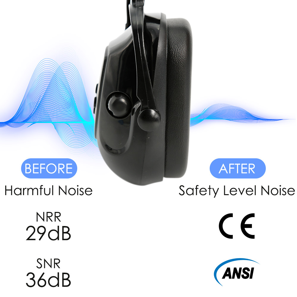 Bluetooth 5.0 Noise Reduction Earmuffs With Construction Safety Helmet For Engineer ABS HardHat with Visors Industrial Hat ANSI