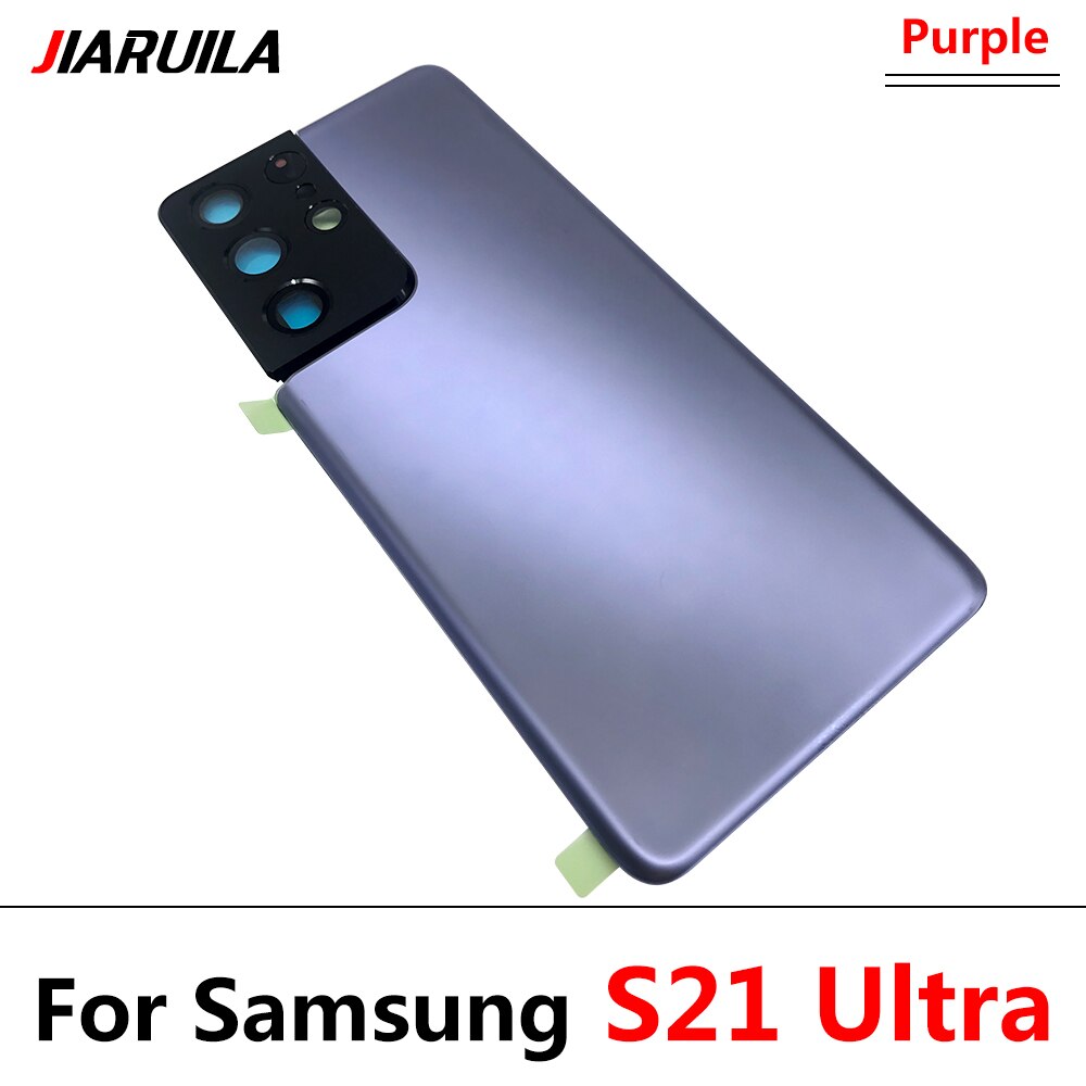 Terug Glas Vervanging Voor Samsung S21 Ultra Batterij Cover Achterdeur Behuizing Case Met Lijm Sticker Voor Samsung S21 Plus: S21 Ultra Purple
