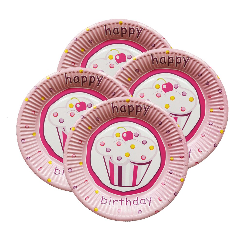 10pcs Paper Plate Pattern Round Disposable Paper Plates Birthday Party Supplies for Cake Appetizers Snacks Dessert