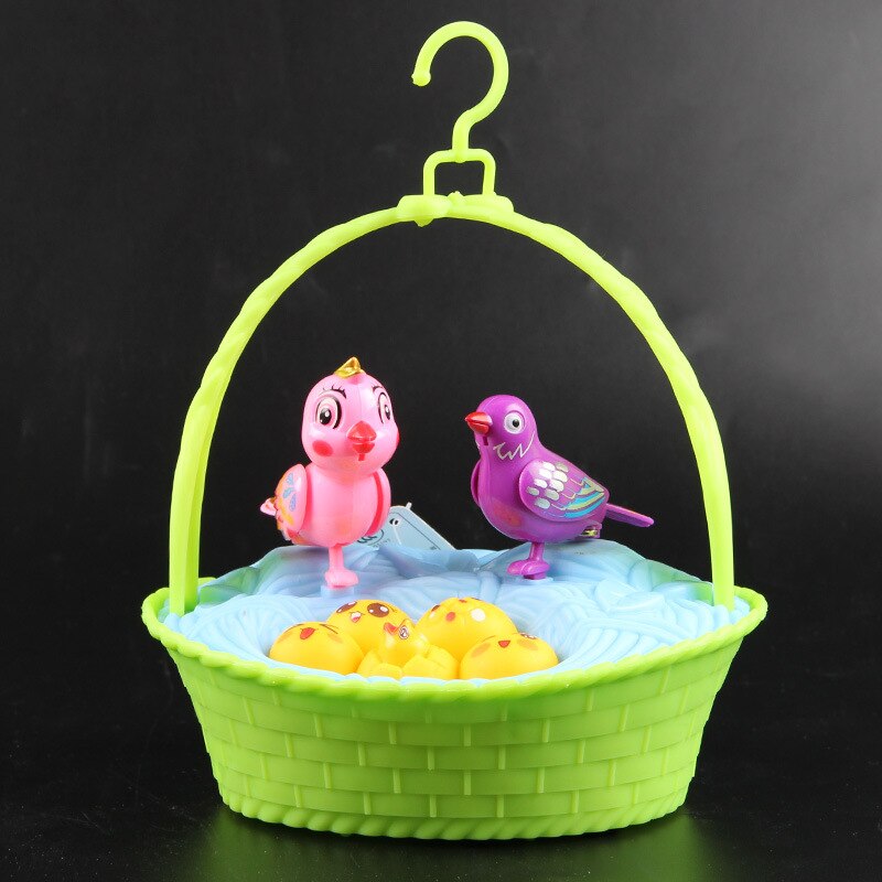 Sterowanie głosem dla dzieci imitacja ptaka rodzina w koszyku zabawki dla dzieci z dźwiękiem światło śpiewający ptak gniazdo dom zagraj w zabawki robić gier