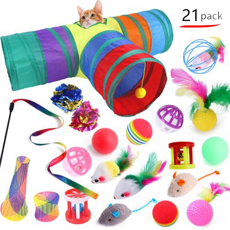 21Pcs Cat Toy Set Pet toy Supplies Creativity cat toys Indoor Interactive Kitten Toys for Cat Cat Accessories Pet Toys Set