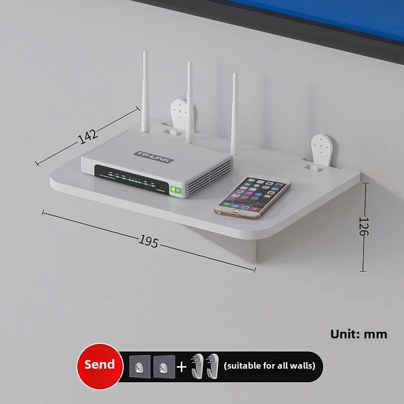 Étagère murale à 2 niveaux pour lecteur de Dvd, boîtier de télévision, étagère de routeur, étagères sans poinçon, support de rangement, support de décodeur, support de salon: Bleu