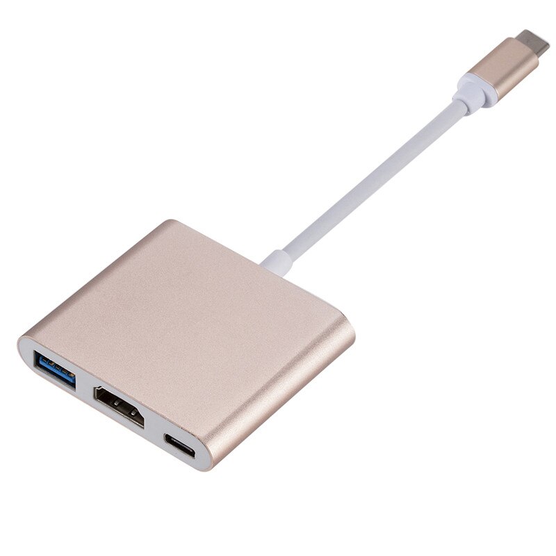 Usb C Naar Hdmi 3 In 1 Kabel Converter Voor Huawei Usb 3.1 Thunderbolt 3 Type C Switch Naar Hdmi 4K Adapter Kabel 1080P: Gold A version