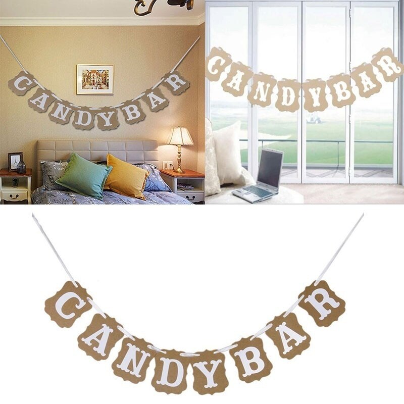 Wedding Banner Candy Bar Card Sign Bunting Banner Birthday Party Decoration Chritmas Decorations