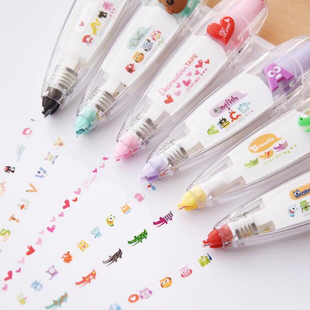Cinta de corrección decorativa Kawaii de varios patrones, Corrector para diario, papelería, suministros escolares, accesorios