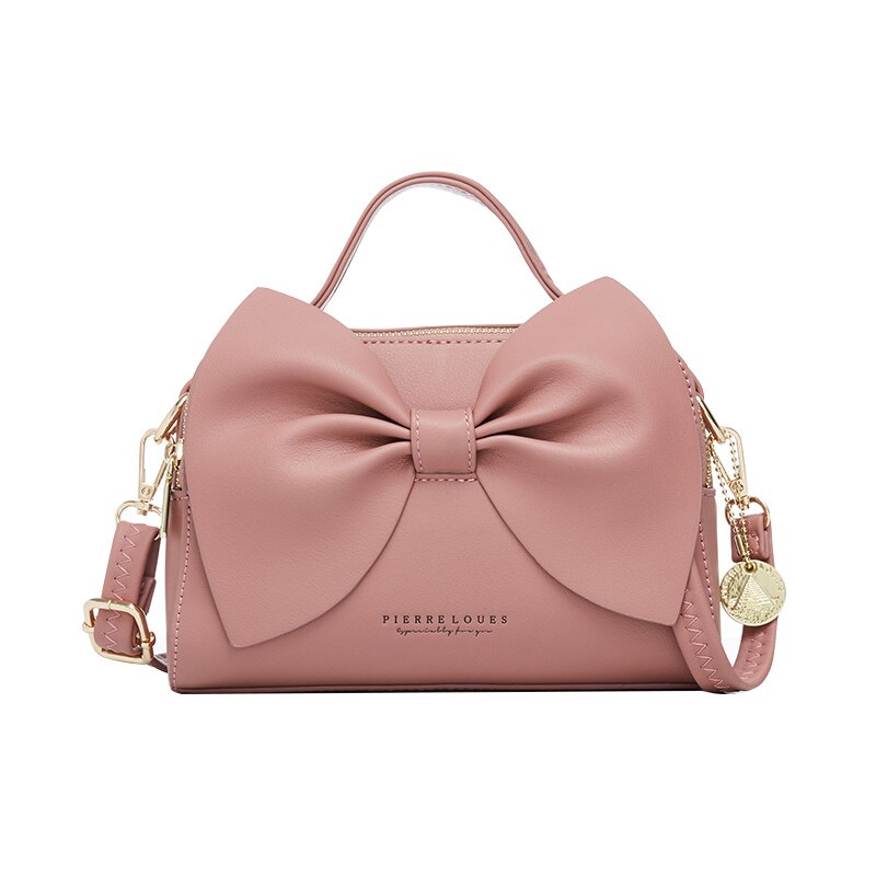 Rosett kvinnor väska märke axelväska kvinnlig handväskor sac dam crossbody handväska pu läder bolsos: Dk rosa