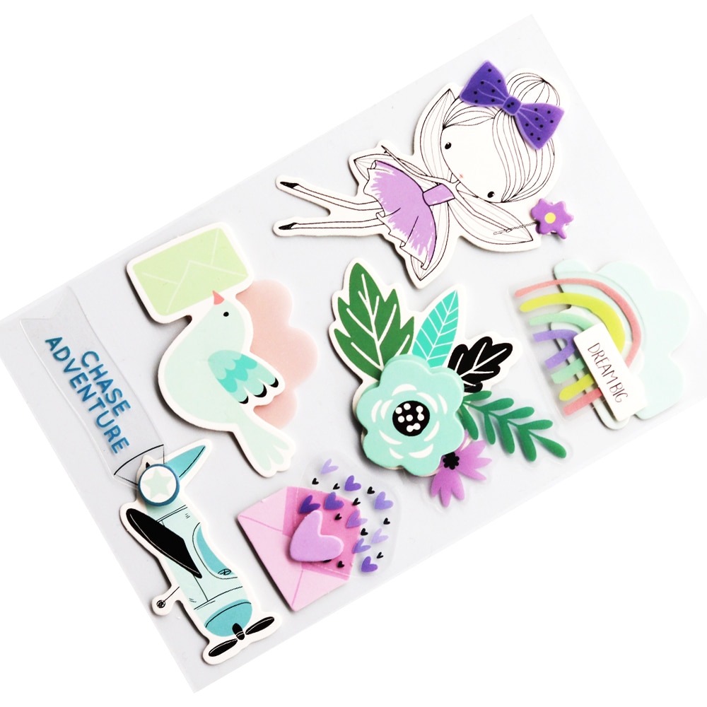 CRZCrafter Dimensional 3D Stickers Paper & Plastic Embellishments Self-Adhesive For Scrapbooking Cardmaking Journal Decorations