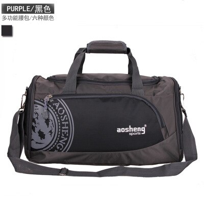 Nylon outdoor sporttas heren dames fitness reistas training dames yoga duffel schoudertas: Zwart