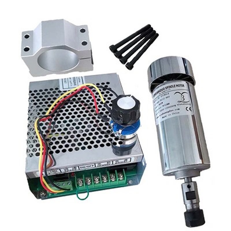 Luchtgekoelde 0.4KW Cnc Spindel Motor Kit ER11 ER16 Chuck 400W Dc Motor + Voeding Speed Gouverneur Voor diy Cnc Graveermachine