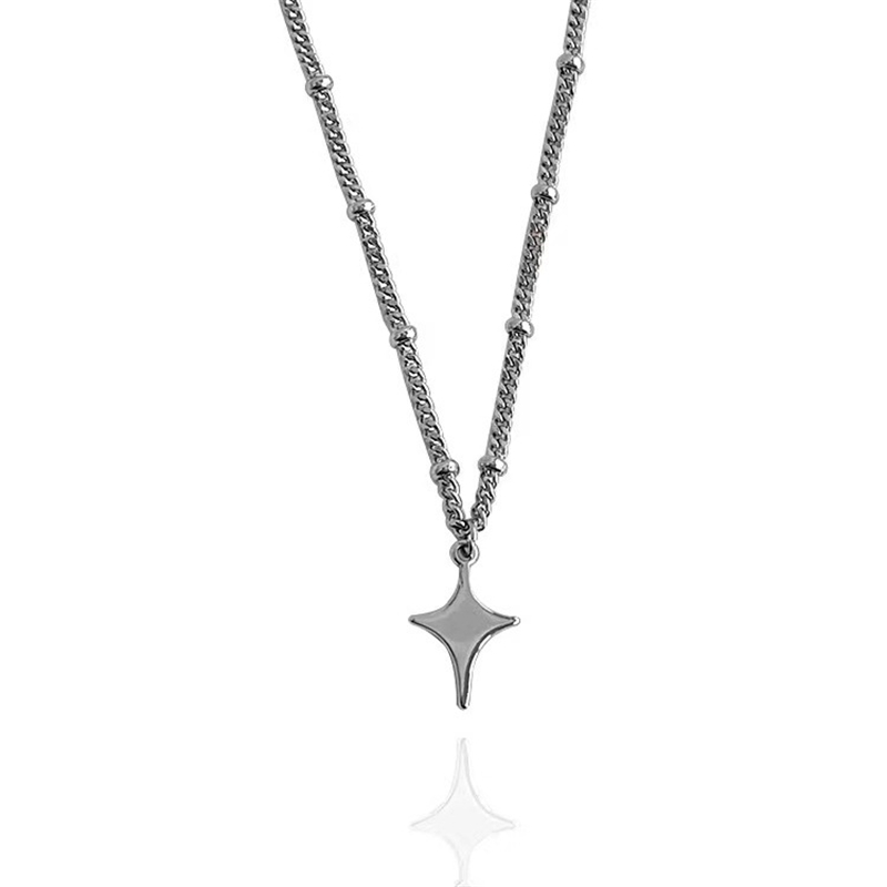 Kpop Goth – collier chaîne avec pendentif étoile couleur argent pour femmes et hommes, Egirl Y2K Cool EMO Punk, bijoux esthétiques Grunge,