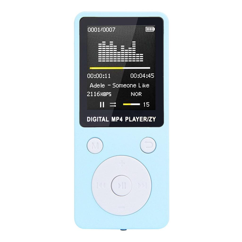 Bærbar  mp3/mp4 tabsfri lydmusikafspiller fm-optager understøttelse af 32g hukommelseskort #t2: Lyseblå
