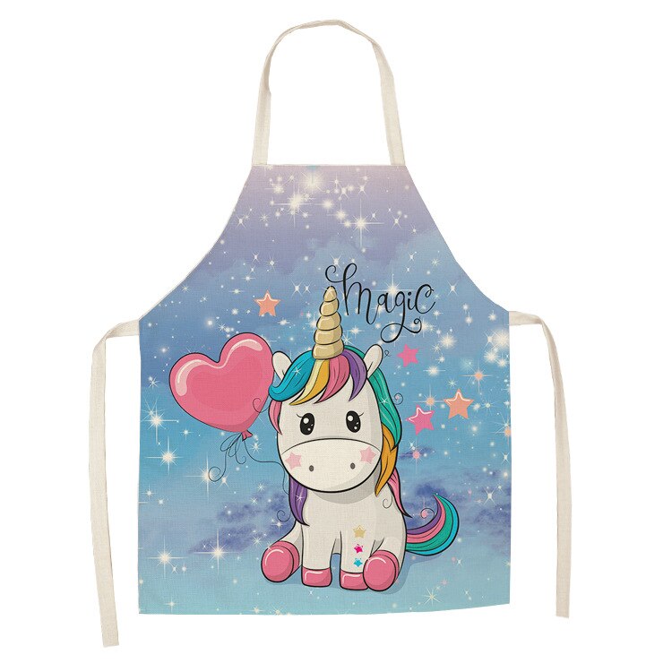 1Pcs Keuken Schort Cartoon Eenhoorn Vlinder Gedrukt Mouwloze Katoen Linnen Schorten Voor Kinderen Mannen Vrouwen Thuis Cleaning Tools: G
