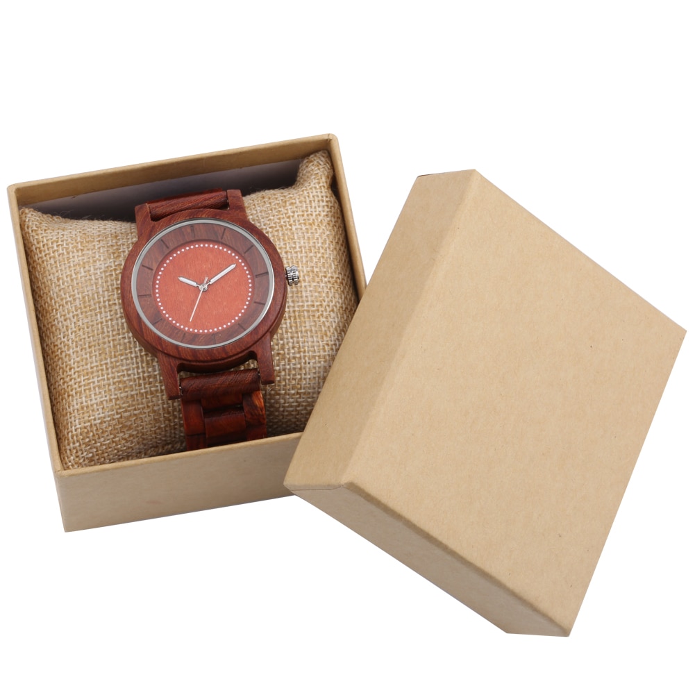 Yisuya volledig houten horloge rode sandaal & esdoorn quartz horloges met lichtgevende wijzers natuurlijke armband heren polshorloge relogio masculino