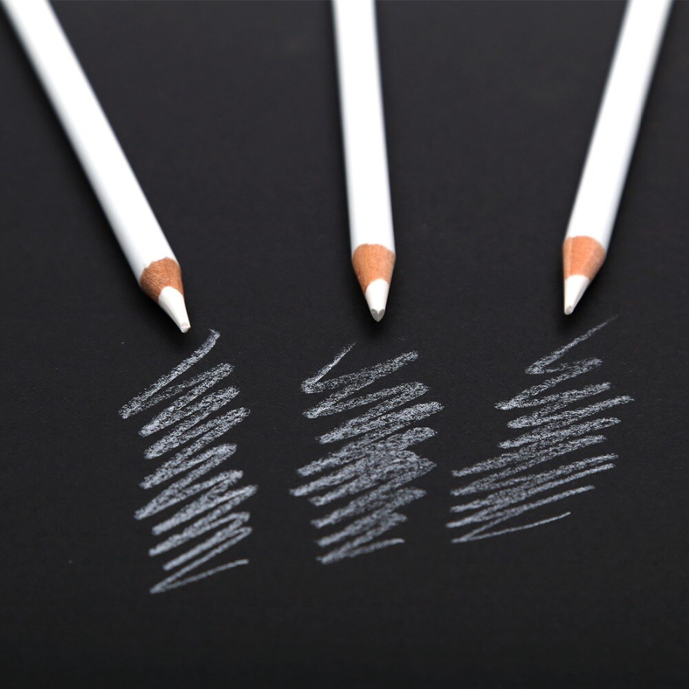 3 uds-6 uds. Lápiz de dibujo de color blanco , lápiz de dibujo estándar, herramienta escolar, suministros de arte de pintura