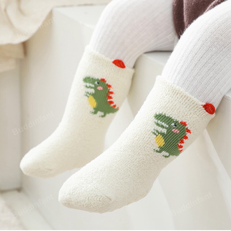 Calcetines de bebé de invierno de goma antideslizante suela calcetines 2/3 par/set dinosaurio conejo zorro Animal patrón de calcetines bebé niño niñas