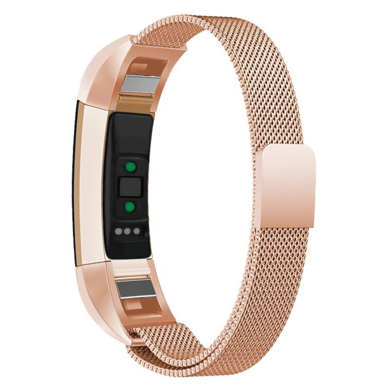 Black Gold Watch band Strap Replacement Milanese Magnetic Loop Stainless Steel Magnetic Lock Band for Fitbit Alta/Alta HR: Rosegold / L