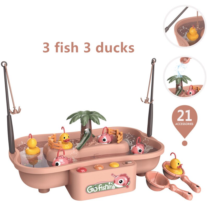 freundlicher Magnetischen Angeln Spielzeug Musik Elektrische Durchblutung Ente Angeln Plattform Rotierenden Schlecht Spielzeug Für freundlicher Wasser Spielen Spiel: Rosa 21Stck