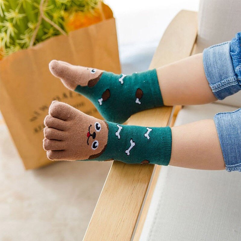 Kawaii taapero lasten sukat puuvilla eläin pojat tytöt sukat halpaa tavaraa varvassukat lapsille viiden sormen sukat: E / 7-12y