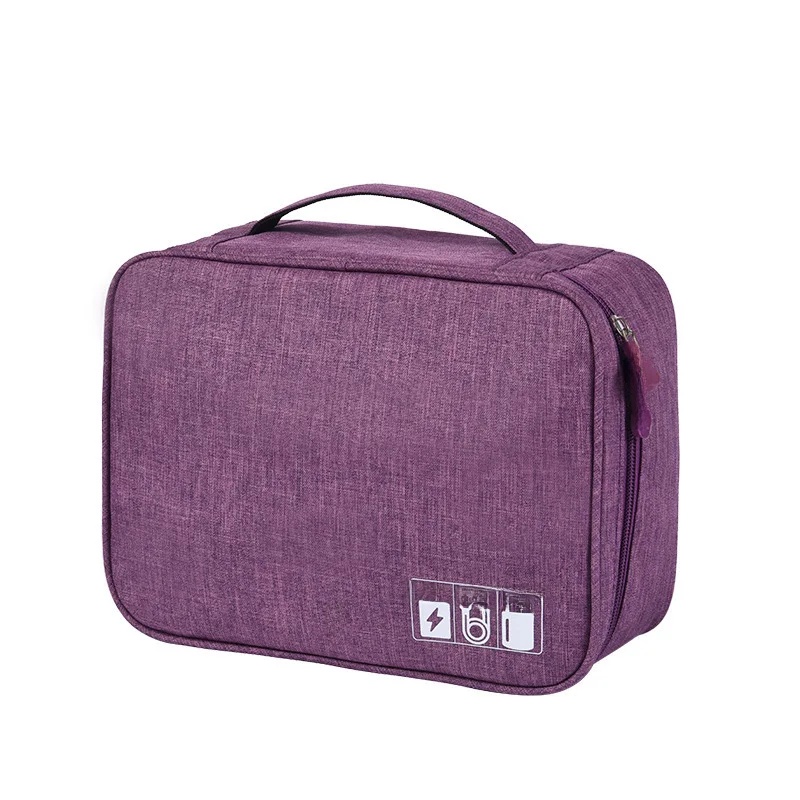 Wielofunkcyjna torba do przechowywania akcesoriów cyfrowych do telefonu komórkowego Pendrive USB Power Bank Mobilny dysk twardy Organizer kabli do transmisji danych: FIOLETOWY