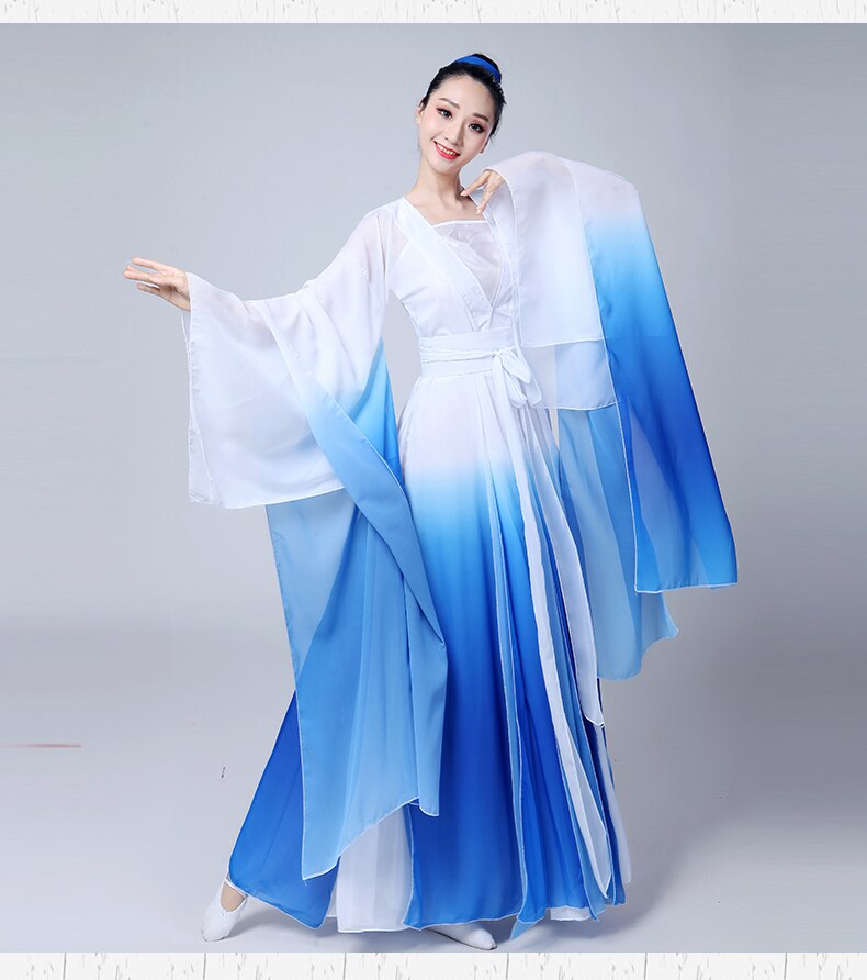 Hanfu-trajes de danza clásica para mujer, conjunto de baile de abanico , disfraz chino antiguo