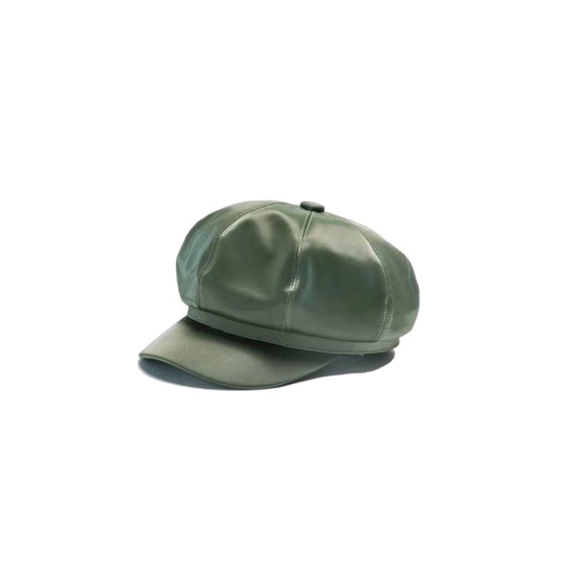 Beret vinter kvinner marine lue hul skinn lue menn lue skinn åttekantet hatt fest britisk retro cap beret: 03