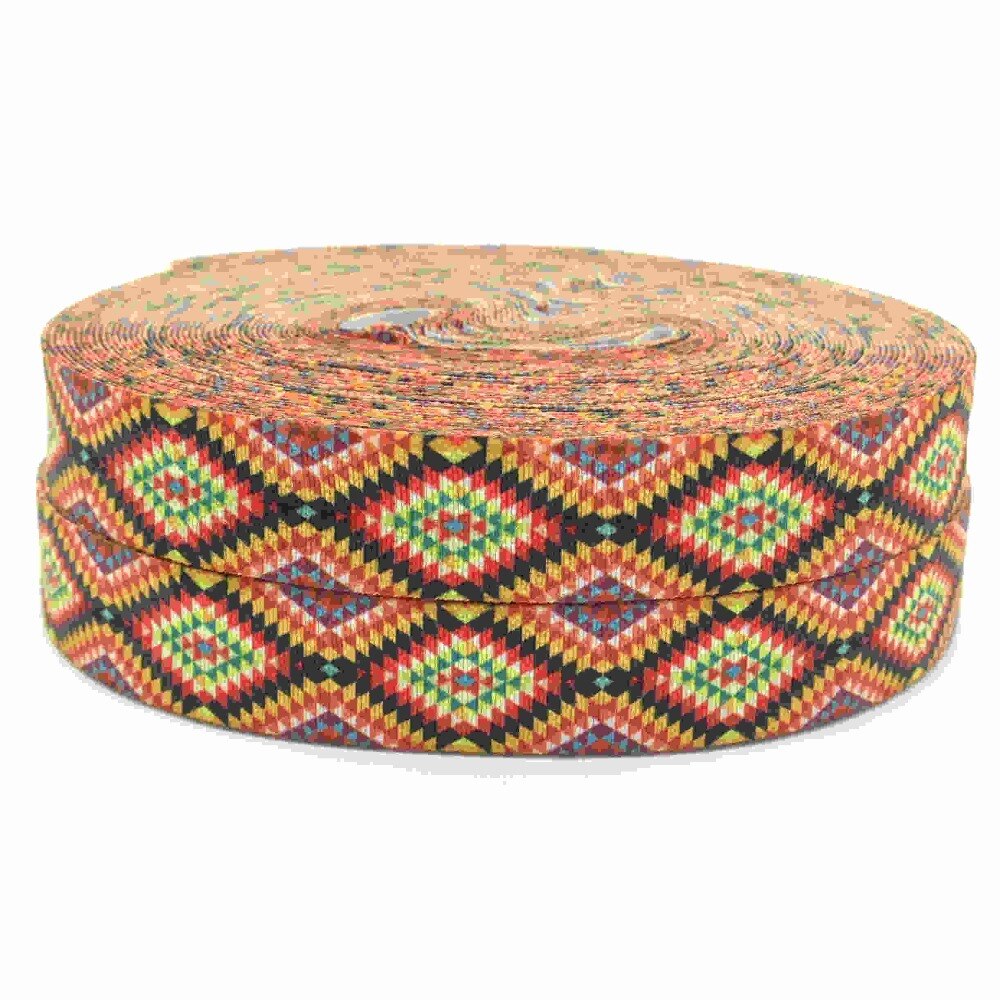 5 mètres 16mm Aztèque Imprimé replier élastique FOE Main Artisanat Accessoires DIY Cheveux liens matériel