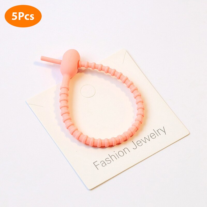 Fascette per alimenti riutilizzabili in Silicone da 5 pezzi fascette per borse a spirale fascette per cavi autobloccanti ecologiche: -N5