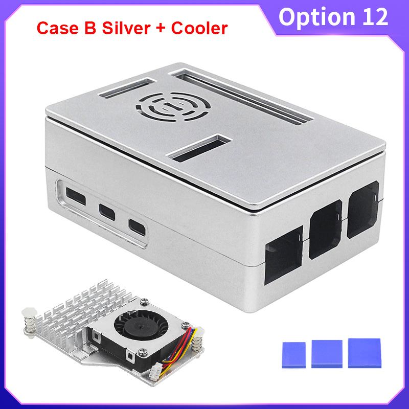 Raspberry Pi 5 ABS Case Black Silver Plastic Shell Optional PWM Cooling Fan Protection Box for Raspberry Pi 5: Cyan